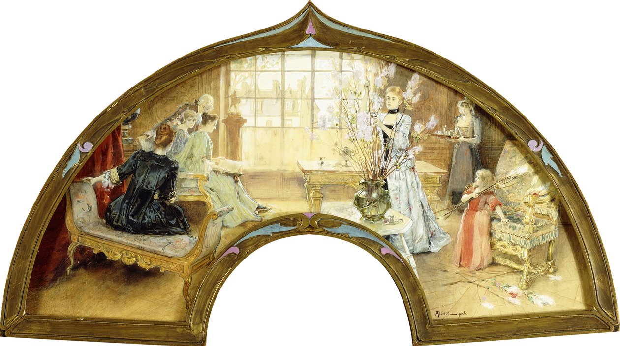 Gyülekező a szalonban, alkotó: Albert Lynch
