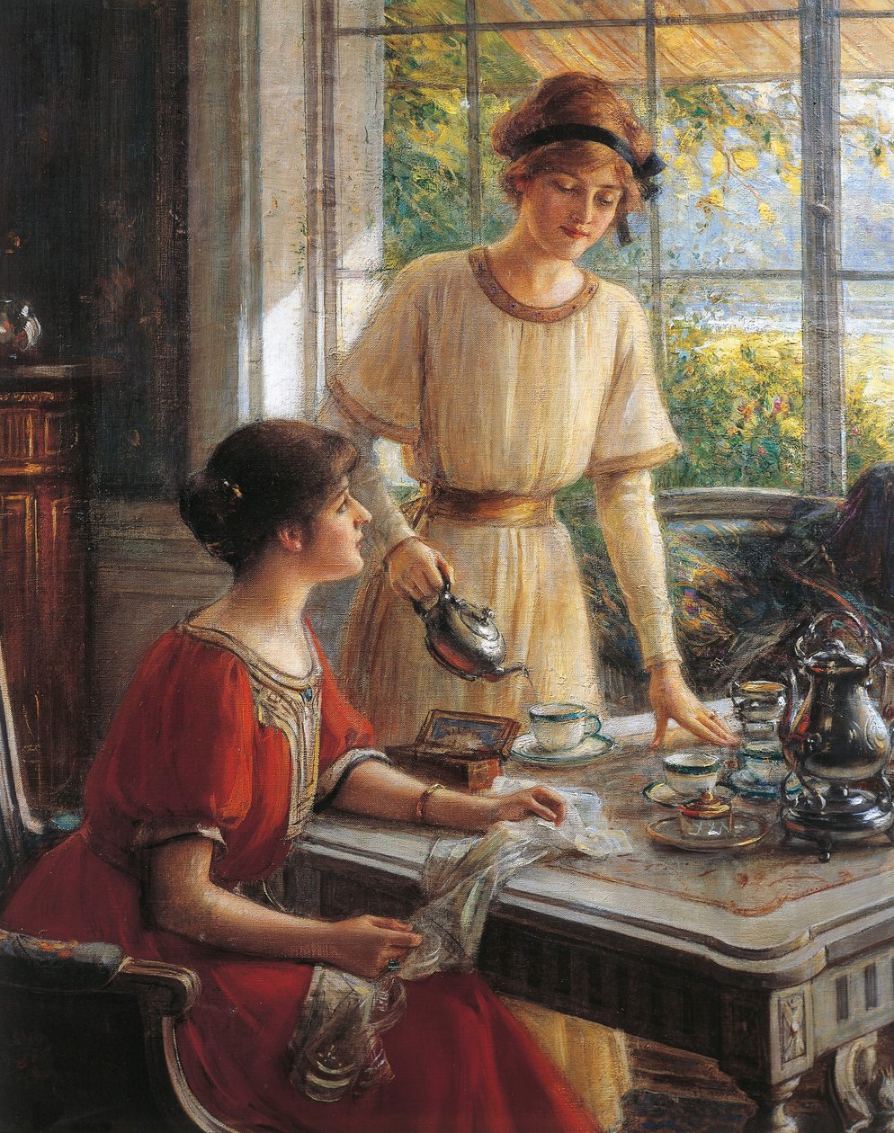 Részlet a teázó nők című filmből, Albert Lynch (1851-1912) alkotó: Albert Lynch