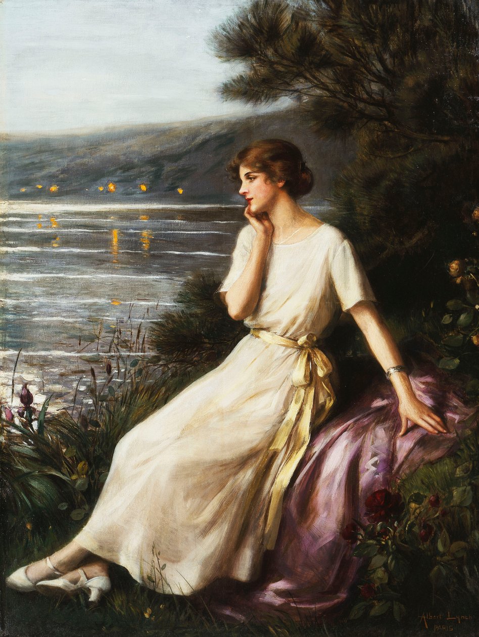 Női portré a tó mellett, alkotó: Albert Lynch