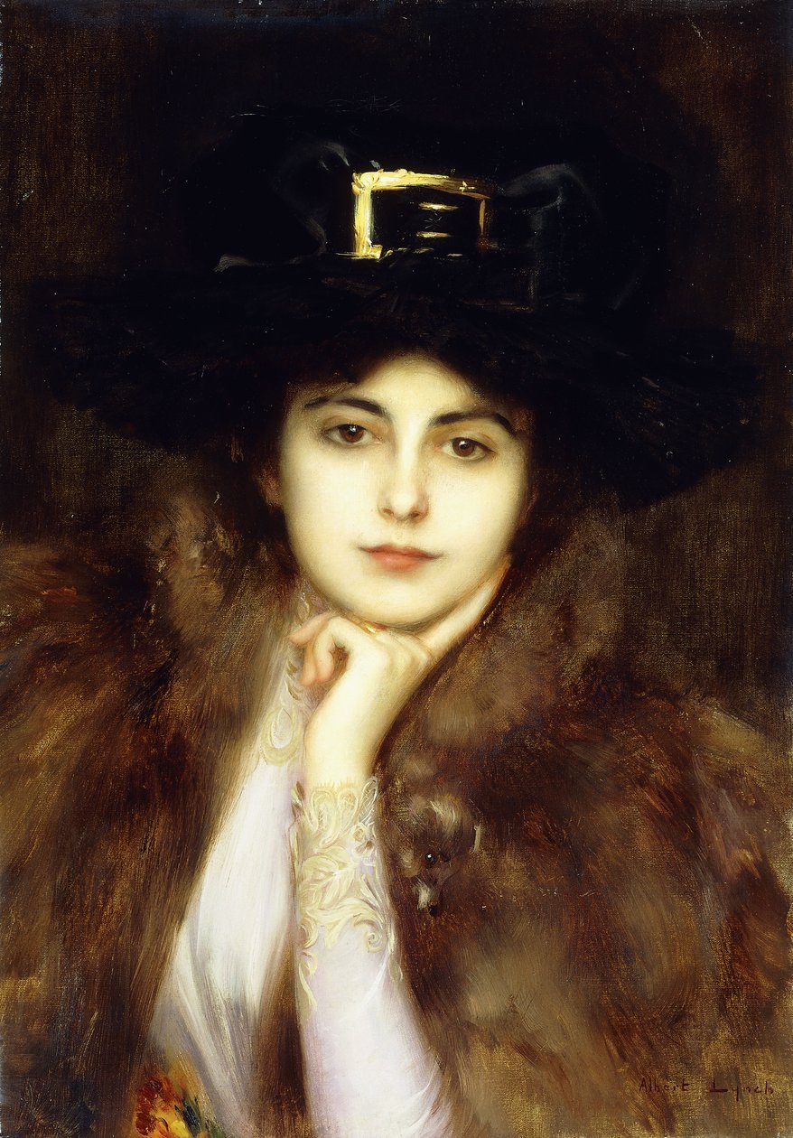 Egy elegáns hölgy portréja, alkotó: Albert Lynch
