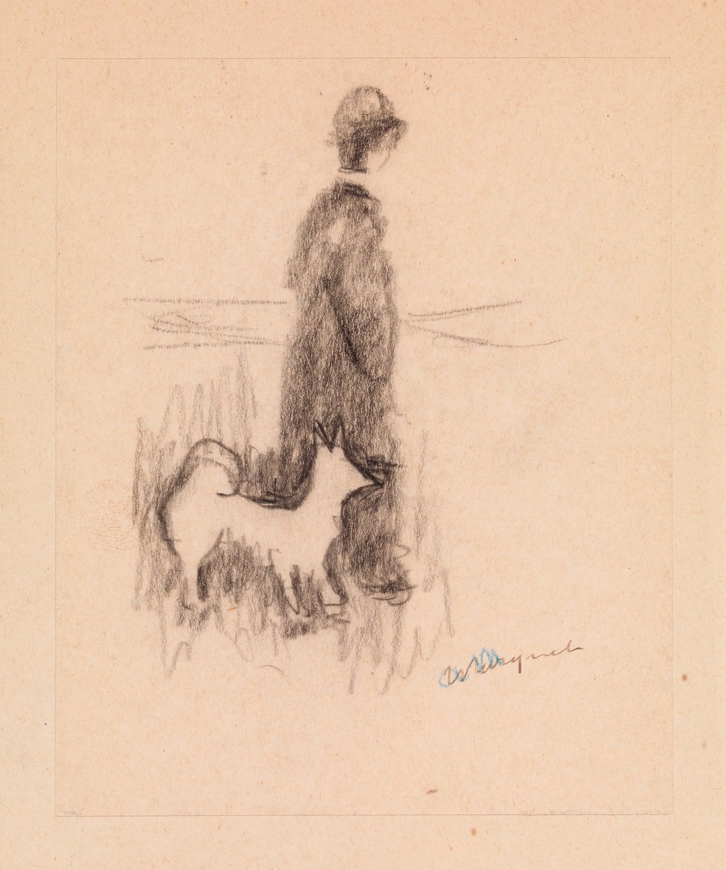 Figura kutyával (rajz papírra) alkotó: Albert Marquet