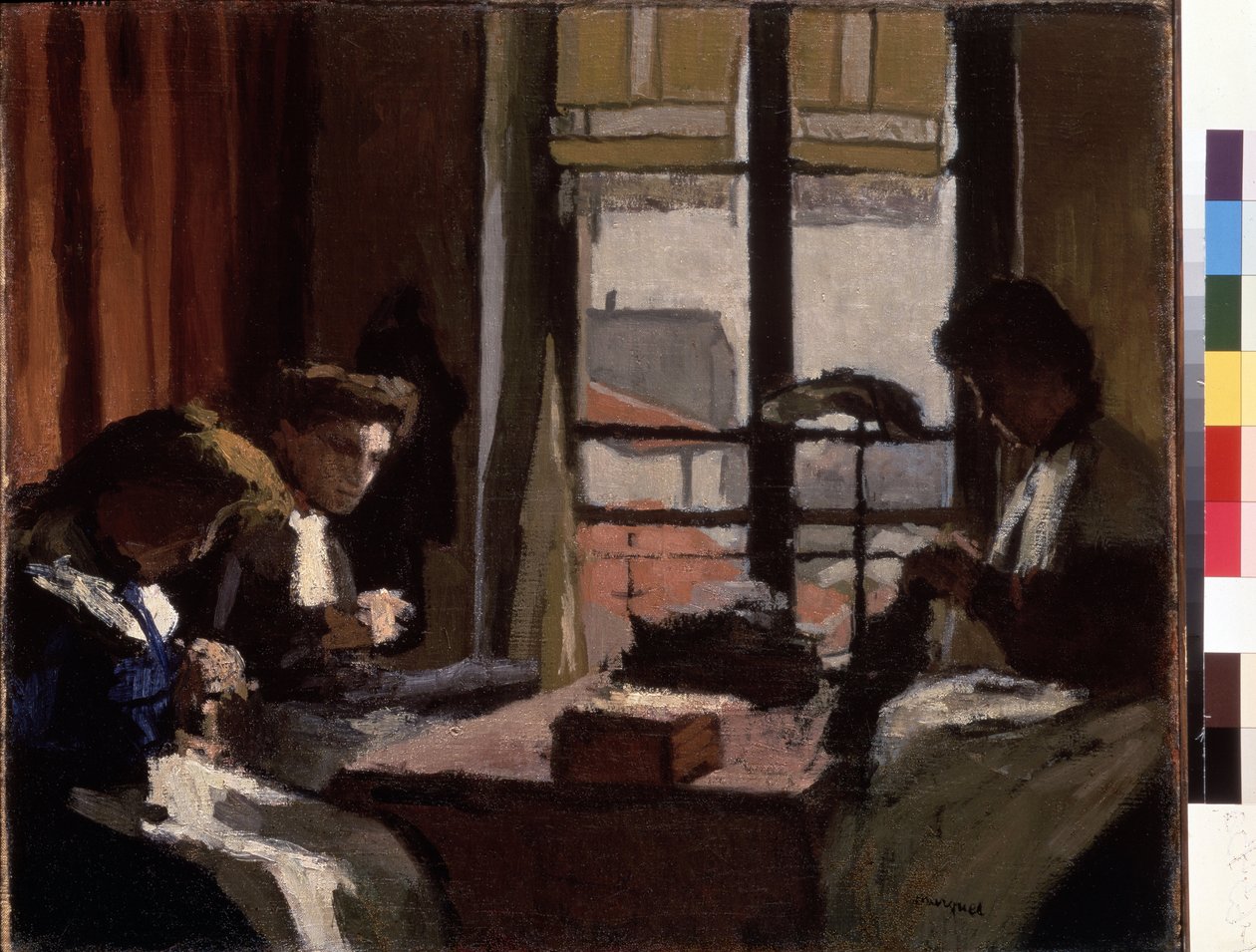 Milliners (Millinerek). Pierre Albert Marquet (1875-1947) festménye. Olajfestmény. V: 1901-1902. Mérete: 50,5x61 cm. Ermitázs Múzeum, Szentpétervár (Szentpétervár) alkotó: Albert Marquet