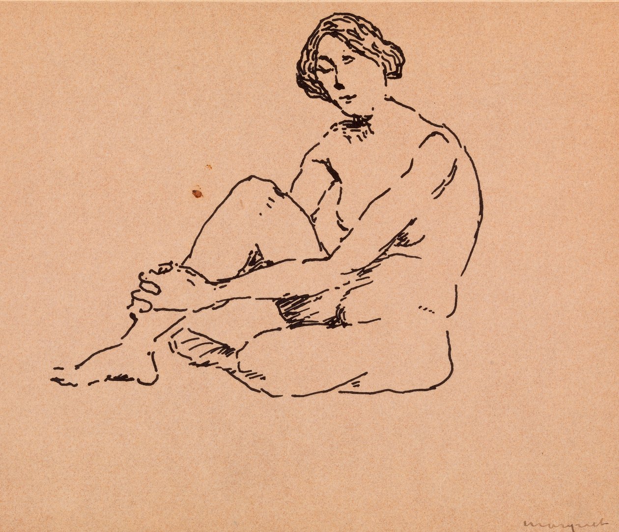 Meztelenül ülve (toll és tinta papíron) alkotó: Albert Marquet