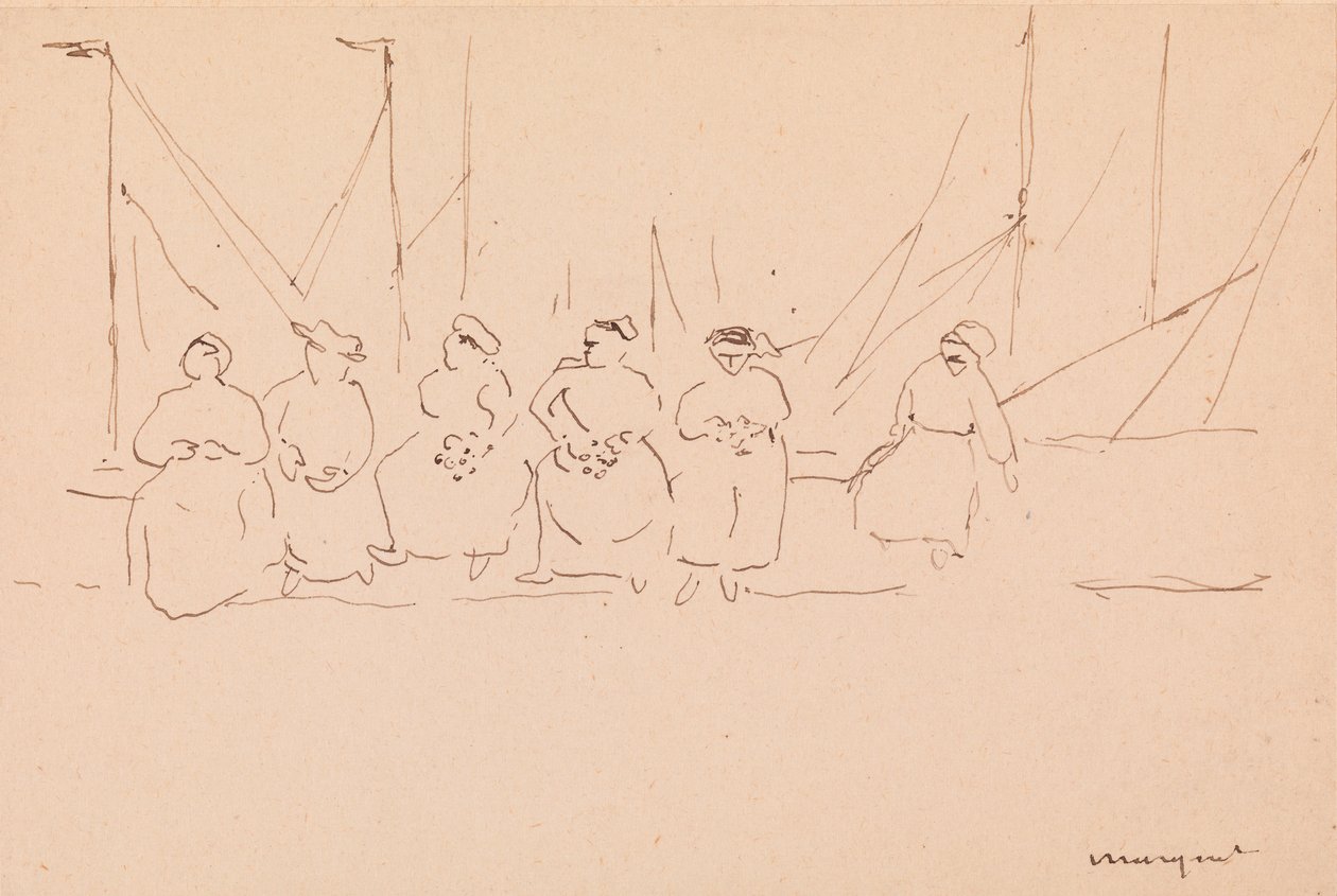 Hat nő a rakparton (toll és tinta papíron) alkotó: Albert Marquet