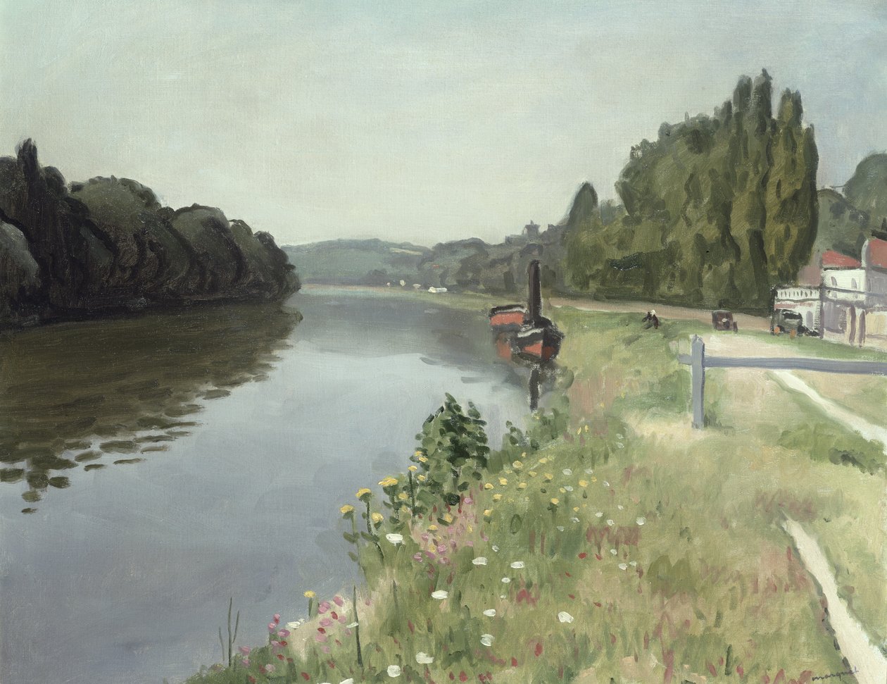 A Szajna partja Mericourtban, Mantes közelében alkotó: Albert Marquet