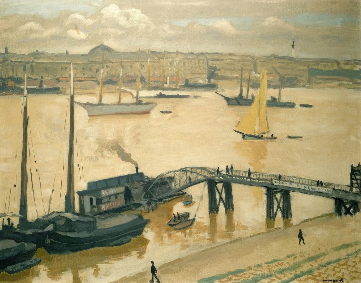 Bordeaux kikötője. Olajfestmény alkotó: Albert Marquet