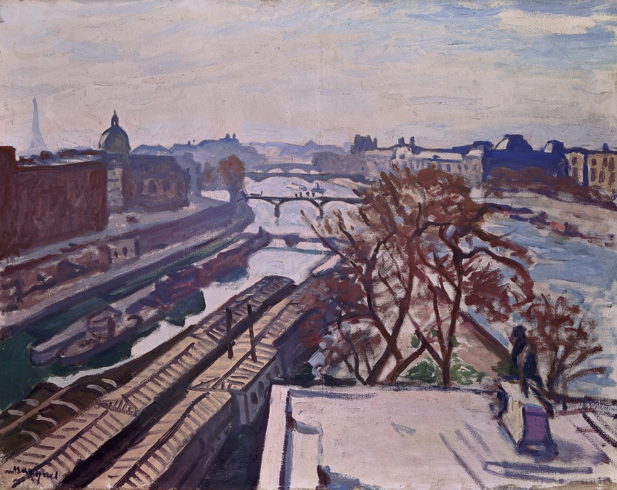 Kilátás a Szajnára a IV. Henrik emlékművel alkotó: Albert Marquet