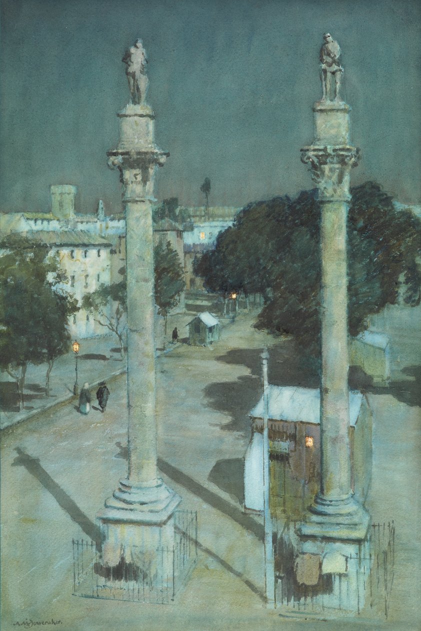 Holdfény - Alameda de Hércules, Sevilla (akvarell, papír) alkotó: Albert Moulton Foweraker