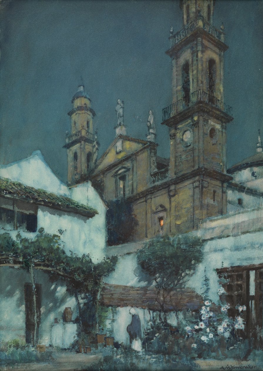 Holdfény – kert Sevillában (akvarell papíron) alkotó: Albert Moulton Foweraker
