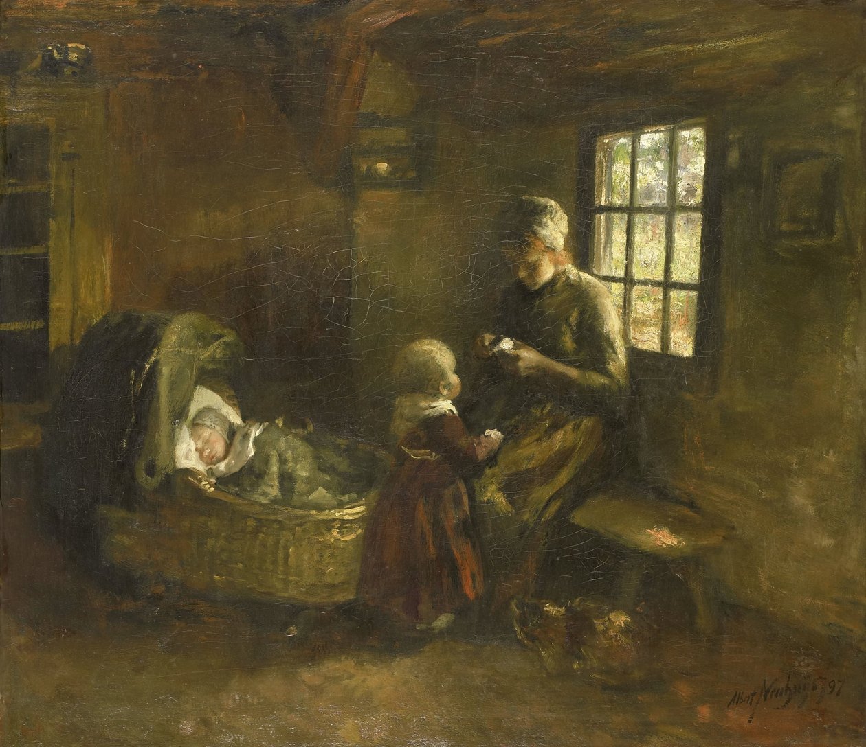 "A kiságyban" alkotó: Albert  Neuhuys