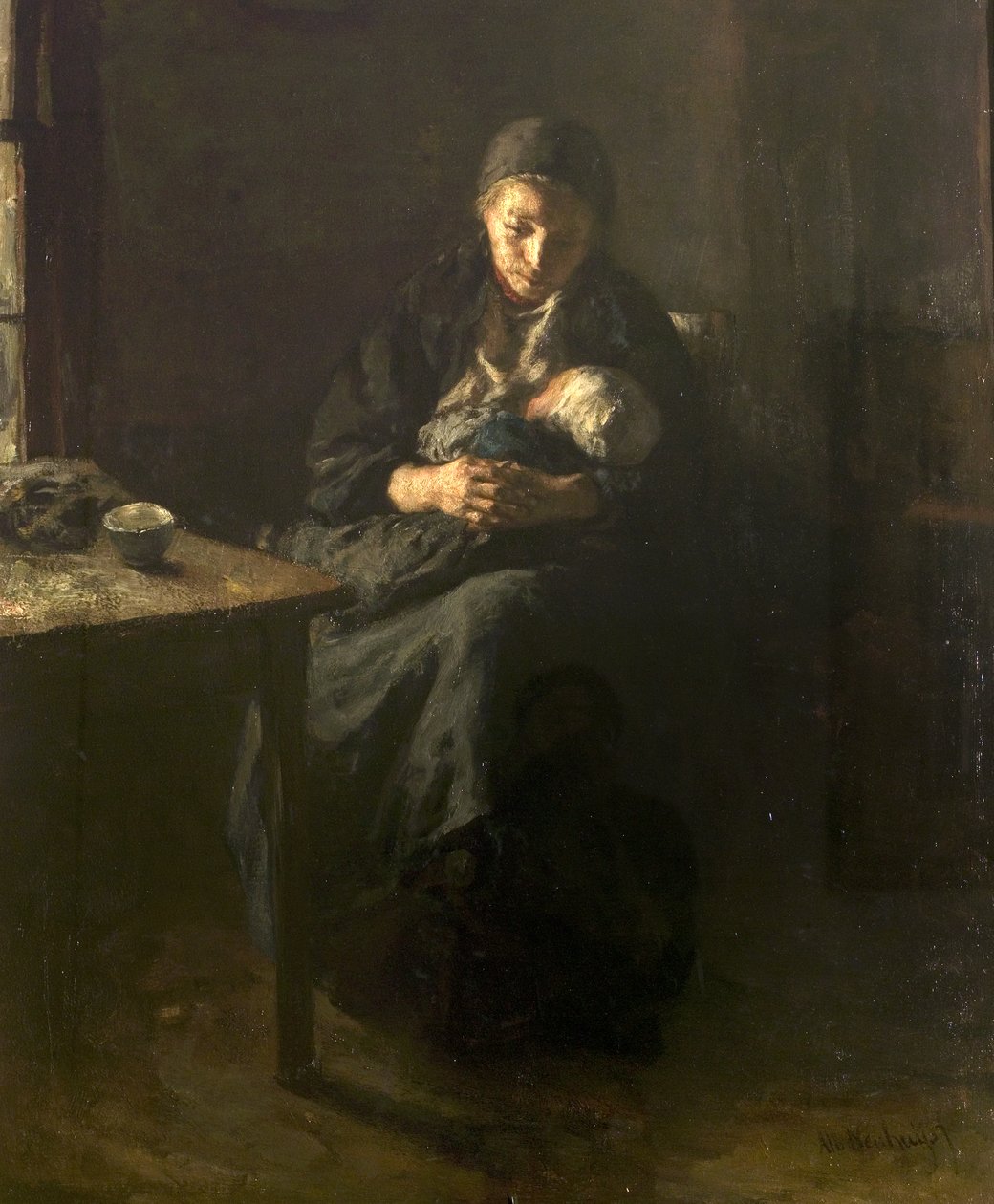 Anyai szerelem (Bánat), 1857 körül alkotó: Albert Neuhuys