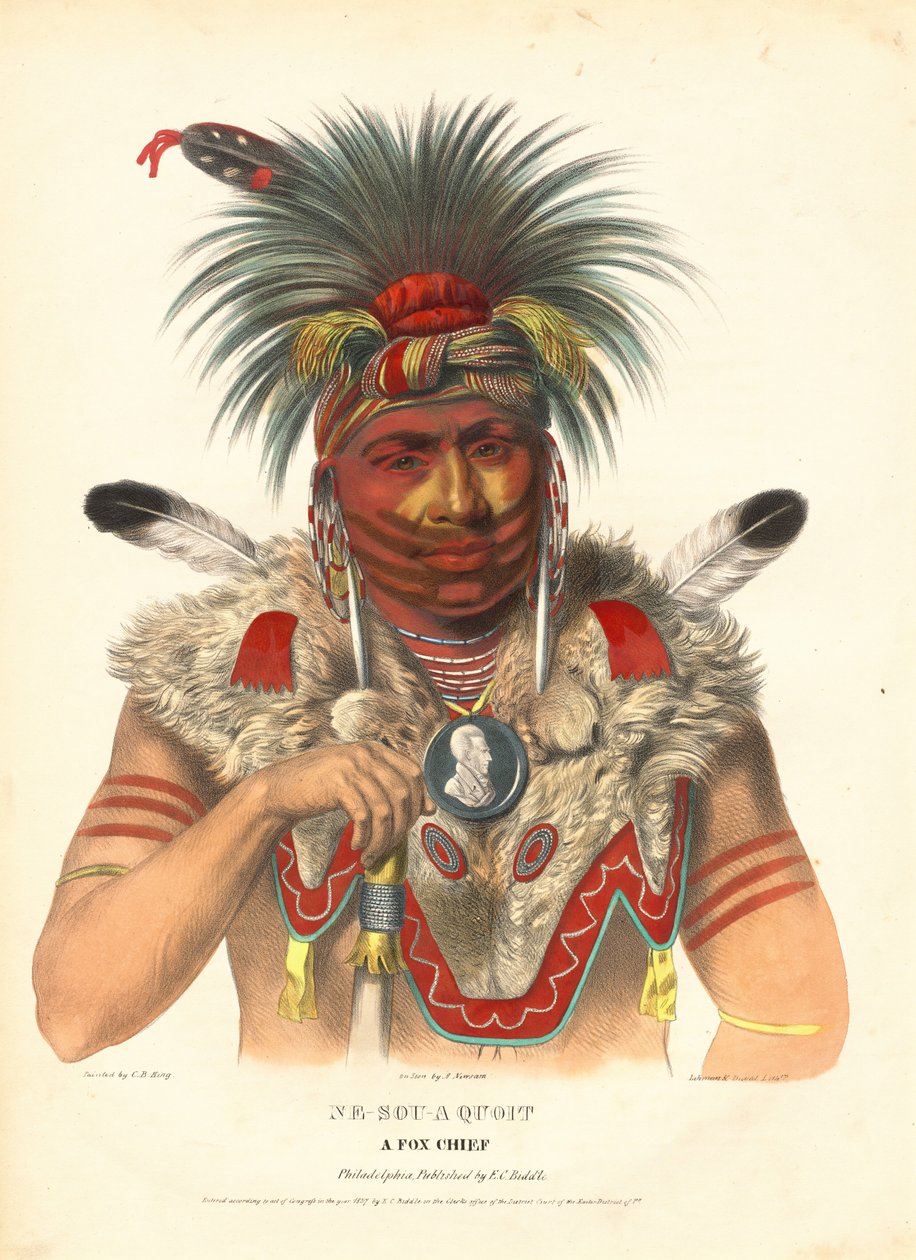 Ne-Sou-A Quoit, egy rókafőnök alkotó: Albert Newsam, after Charles Bird King