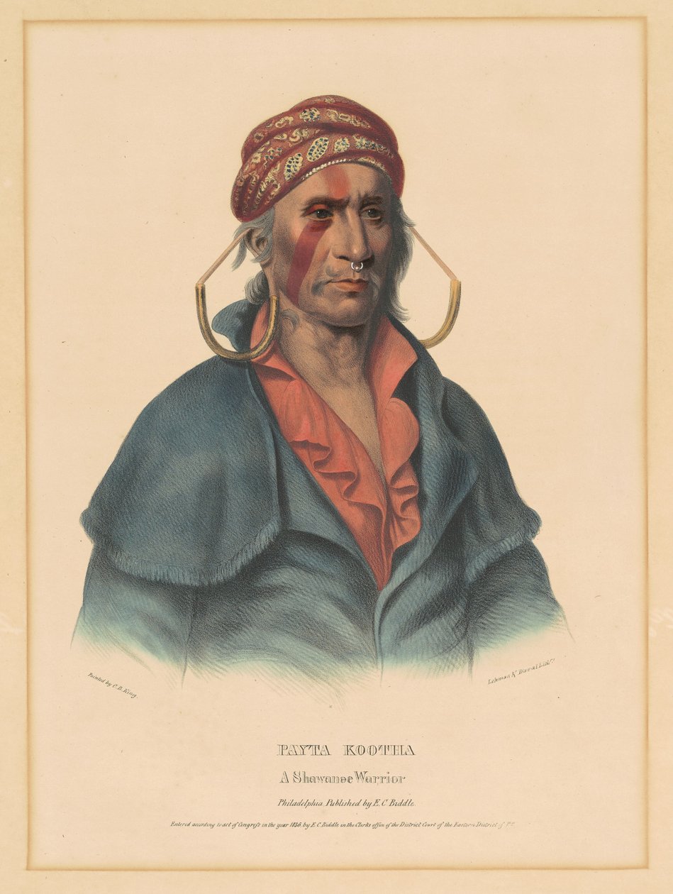 Payta Kootha, egy Shawnee Warrior alkotó: Albert Newsam, after Henry Inman, after Charles Bird King