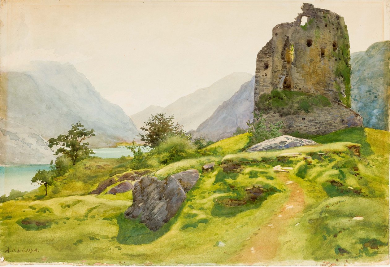 Hegyi táj romokkal alkotó: Albert Nikolaevich Benois
