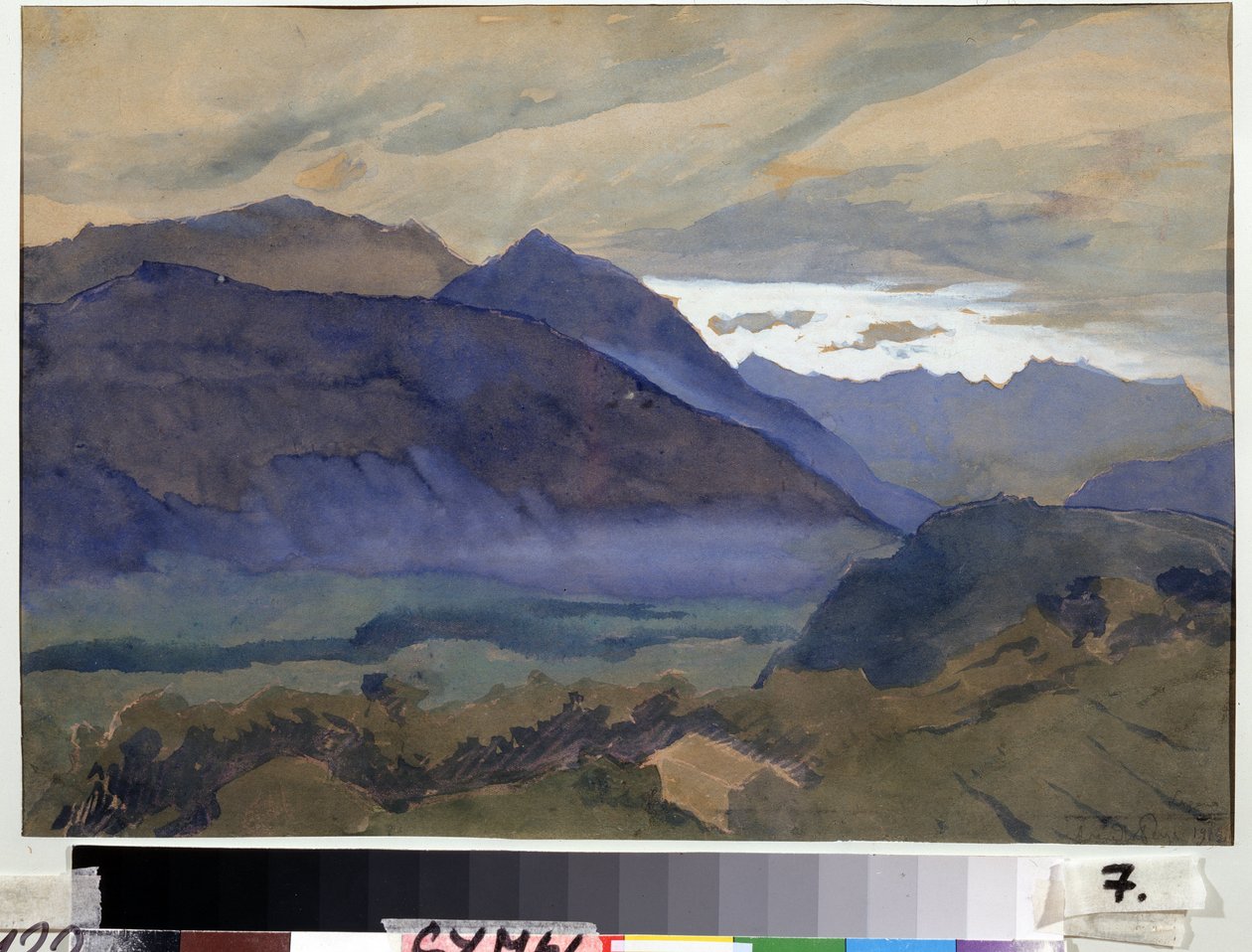 Lugano (Svájc) (Lugano). Alekszandr Nyikolajevics Benois (1870-1960) rajza. Akvarell, papír, 30,2 x 47 cm alkotó: Albert Nikolayevich Benois