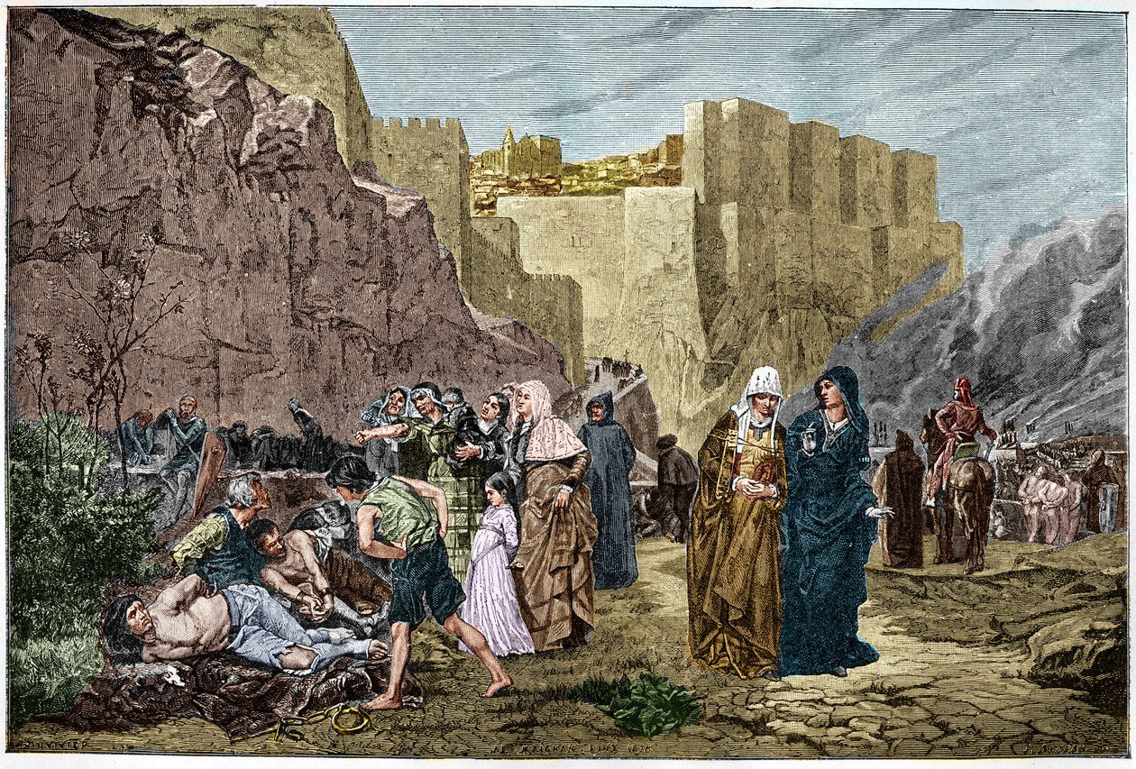 Albigens Crusade - A foglyok sértése - - Keresztes hadjárat az albigerek ellen 1211-ben. A foglyok sértése, metszet Albert Maignan festménye után alkotó: Albert Pierre René (after) Maignan