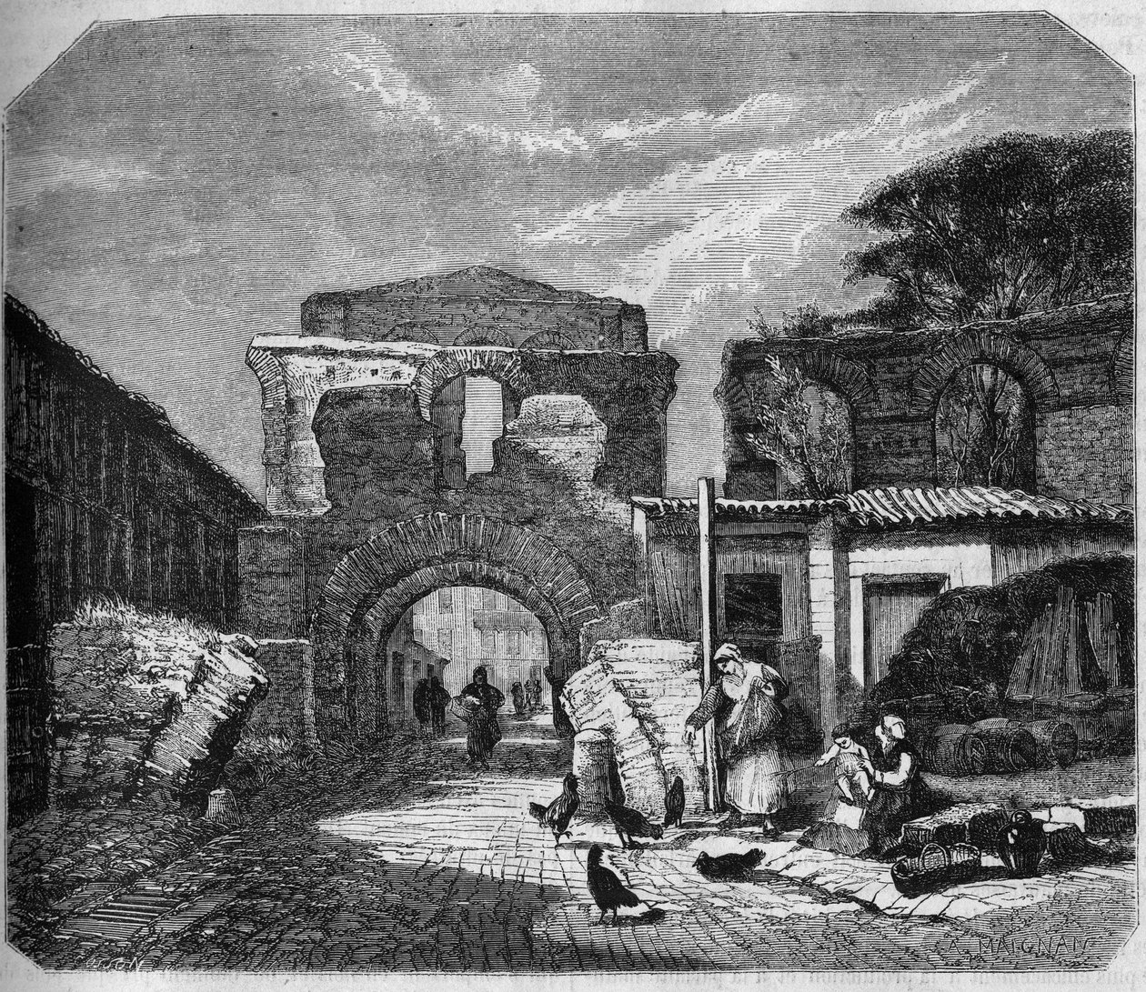 gallo római építészet; kilátás a Gallien-palotára (3. századi amfiteátrum). Bordeaux, Gironde (33) alkotó: Albert Pierre Rene Maignan