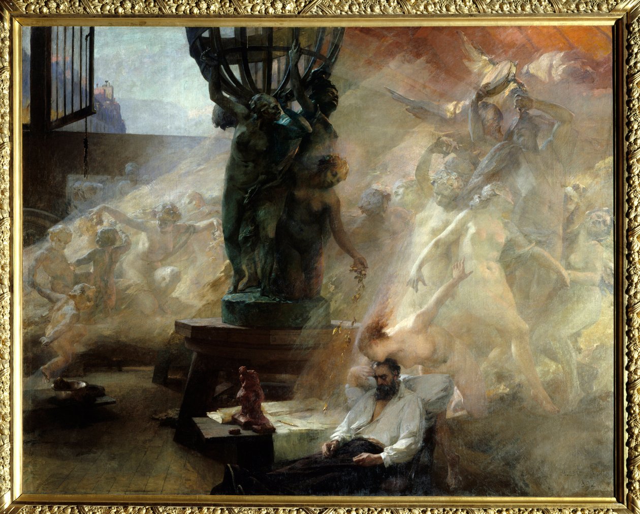 Jean Baptiste (Jean-Baptiste) Carpeaux (1827-1875) francia szobrász halála. Albert Maignan (1845-1908) festménye alkotó: Albert Pierre Rene Maignan