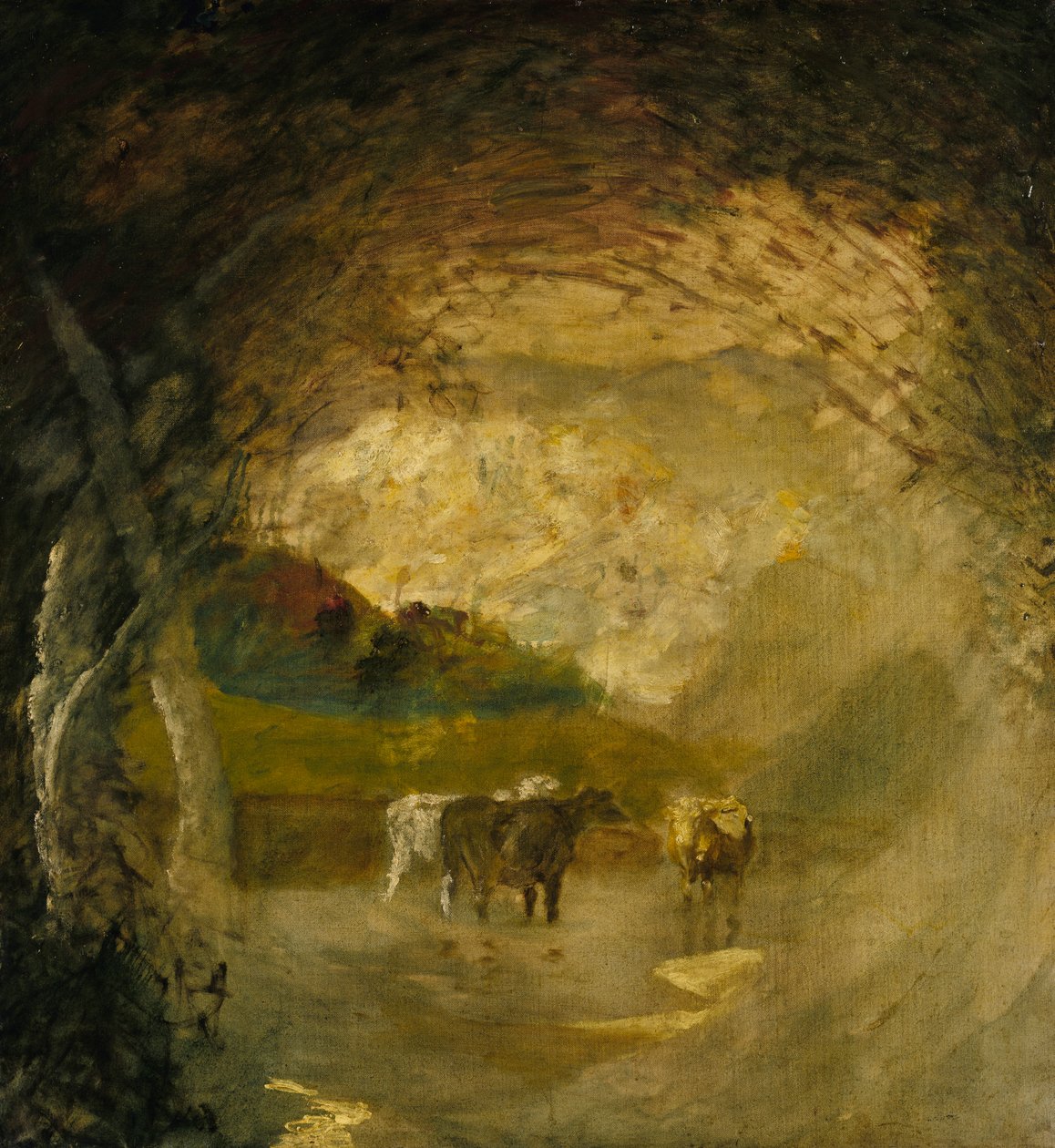Táj fákkal és szarvasmarhákkal, 1897 előtt. alkotó: Albert Pinkham Ryder