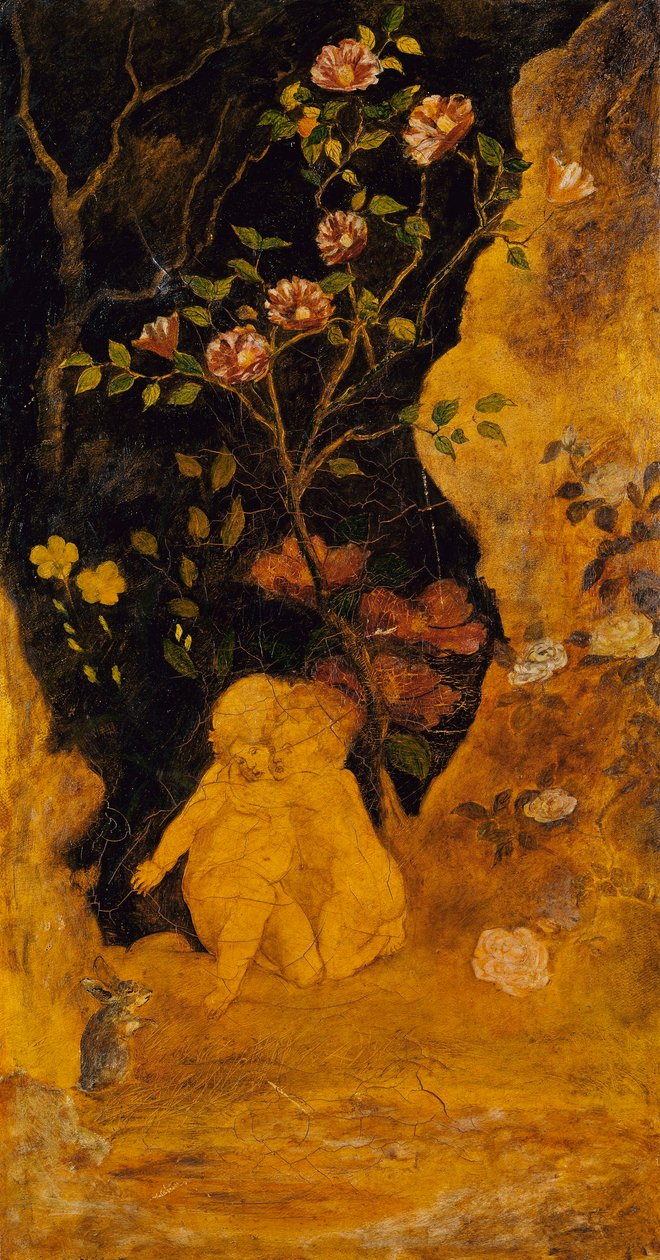 Panel egy képernyőhöz: Gyermekek megijedtek egy nyúllal alkotó: Albert Pinkham Ryder