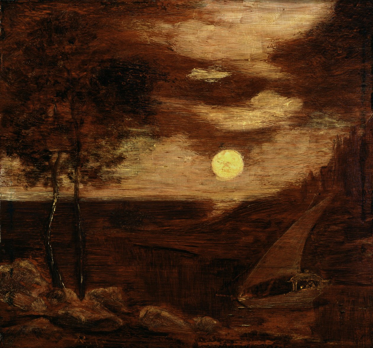 A szerelmesek hajója, kb. 1881. alkotó: Albert Pinkham Ryder