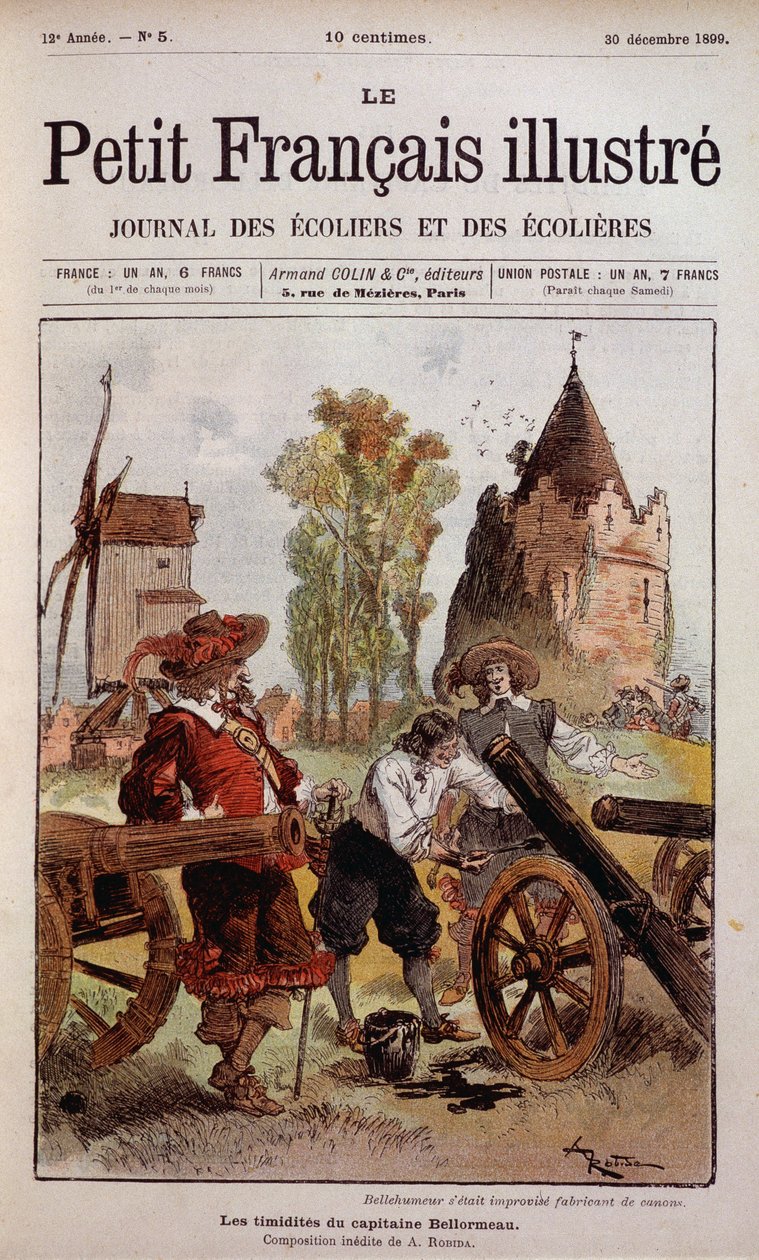 Bellehumeur rögtönözte a Canon - Bellormeau kapitány félénksége Robida - gyártóját. „A kis francia Illustré” címlap, 1899.12.30. alkotó: Albert Robida