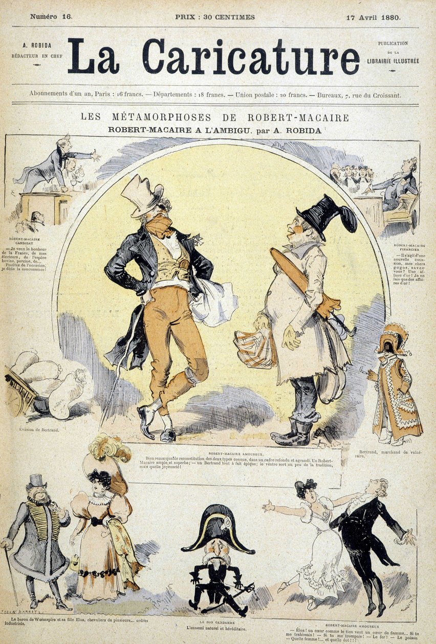 Rajzfilmek Robert Macaire színészről Robida, cov. „” La karikatúra”” 1880.17.07. alkotó: Albert Robida
