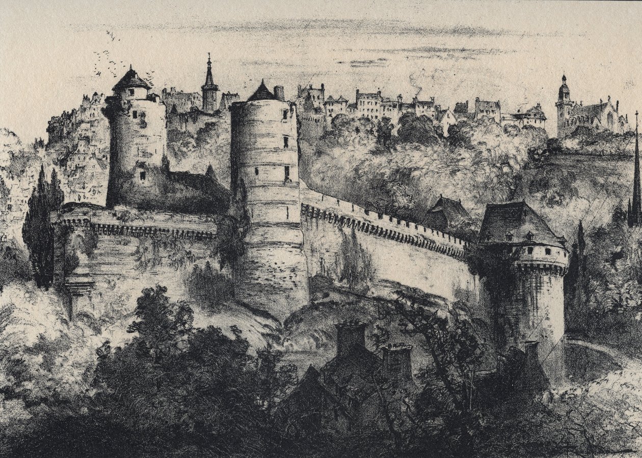 Chateau de Fougeres - várerőd Ille-et-Vilaine megyében. Ó-Franciaország - Bretagne - szövegek, rajzok és litográfiák, Albert Robida (1848-1926), dátum nélküli 19. század vége alkotó: Albert Robida