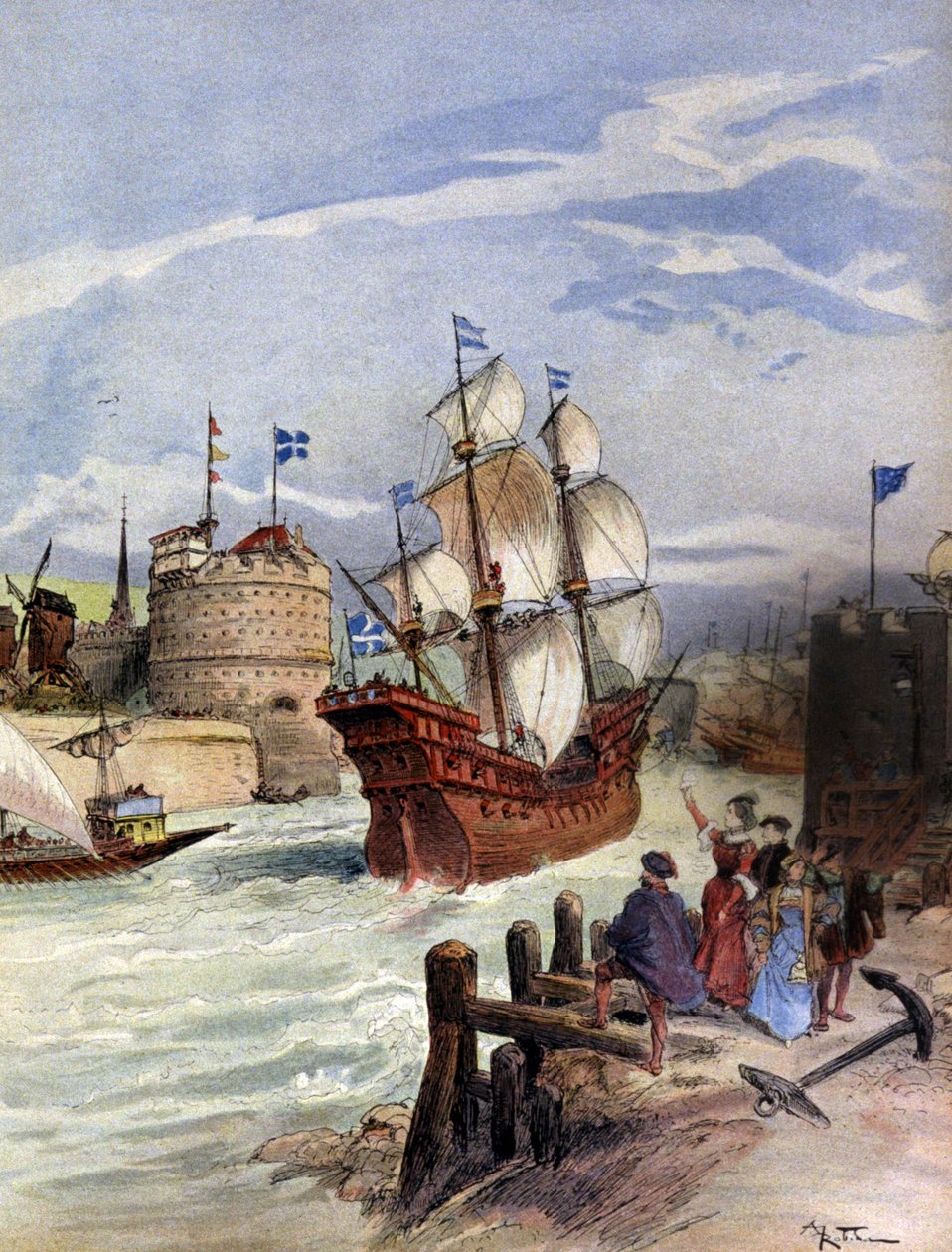 I. Ferenc flottája Le Havre-ban alkotó: Albert Robida