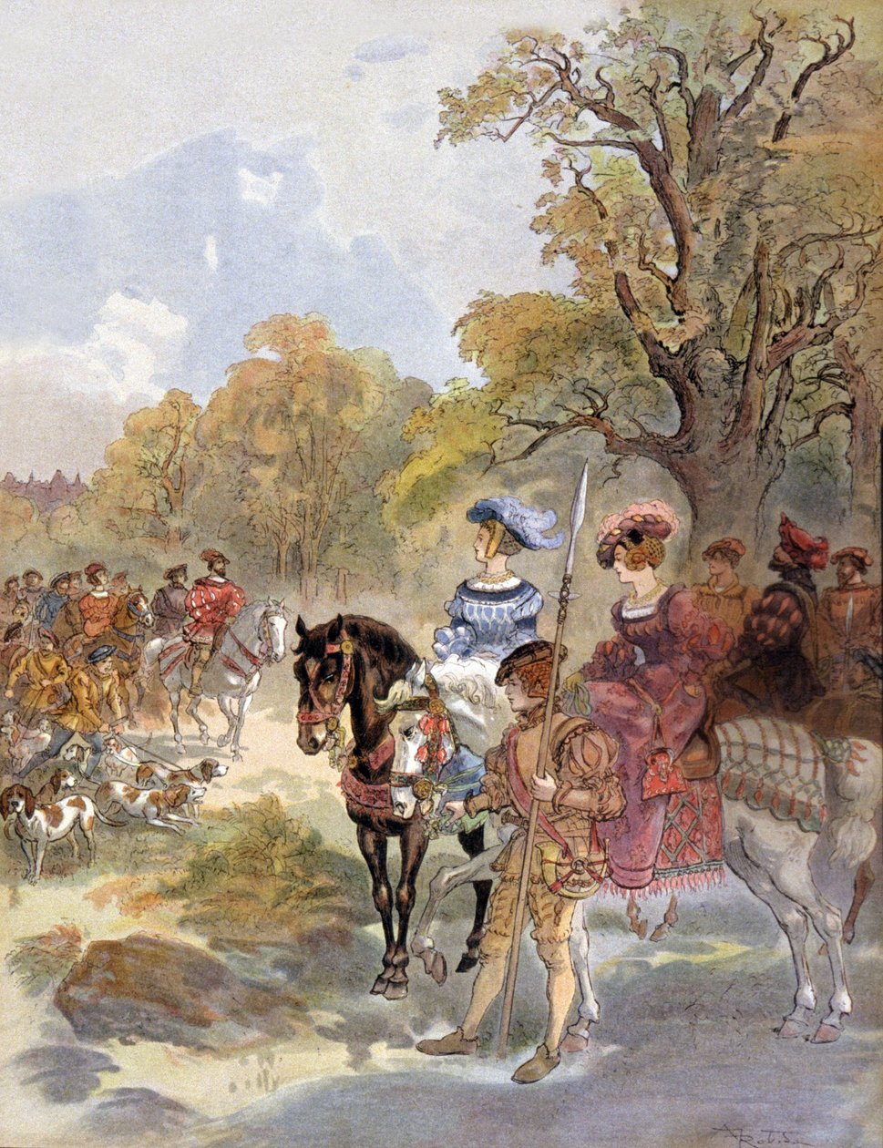 1. Francois francia király (1494-1547) Albert Robida illusztrációja (1909) alkotó: Albert Robida