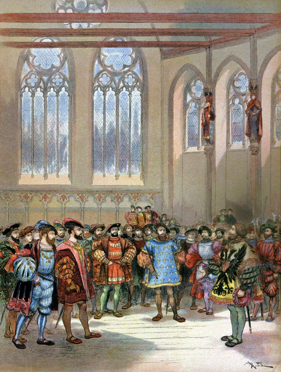 Charles Quint hírnökét fogadta Francois I alkotó: Albert Robida