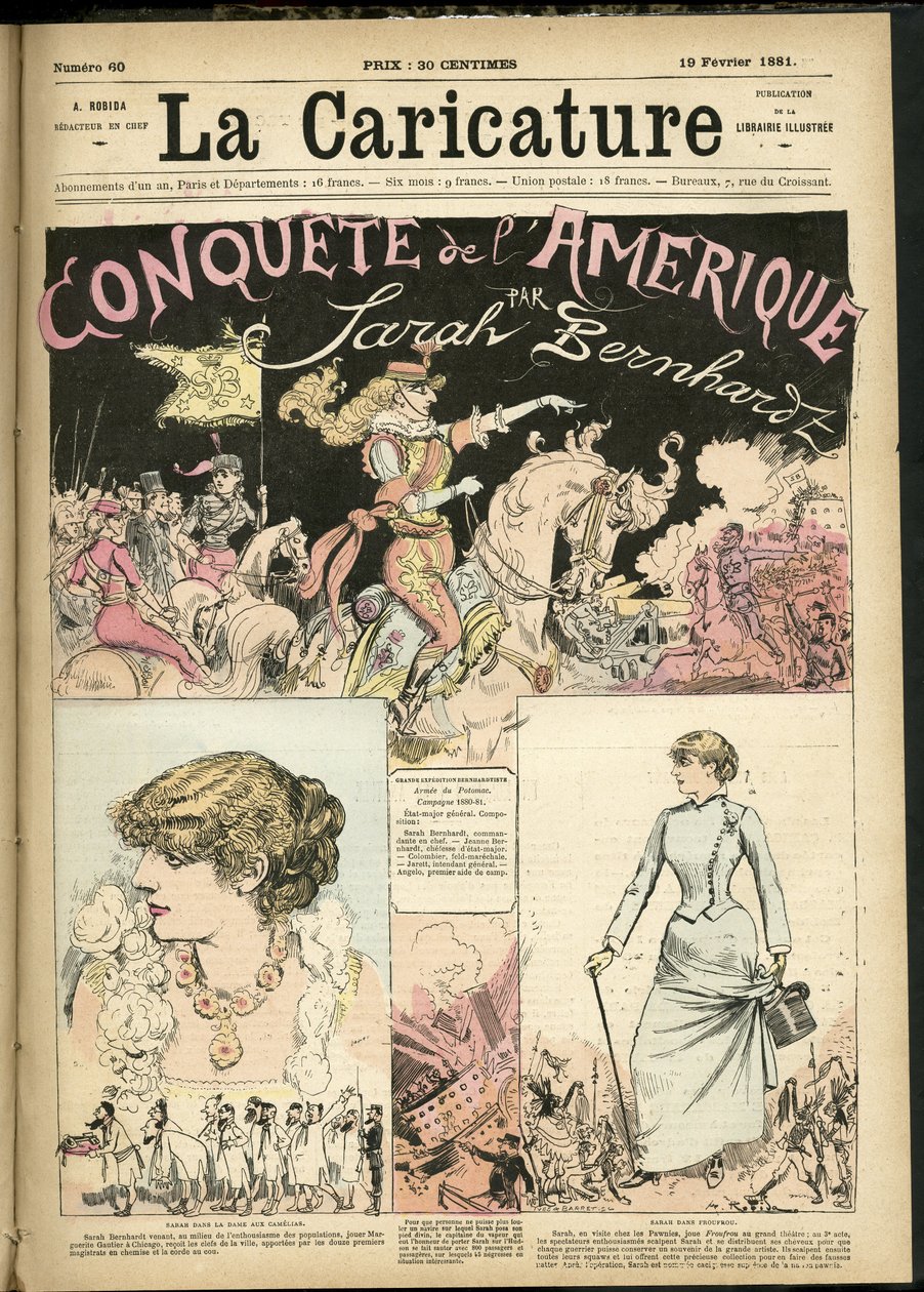 Albert Robida (1848-1926) illusztrációja a karikatúra (1880) borítójához alkotó: Albert Robida
