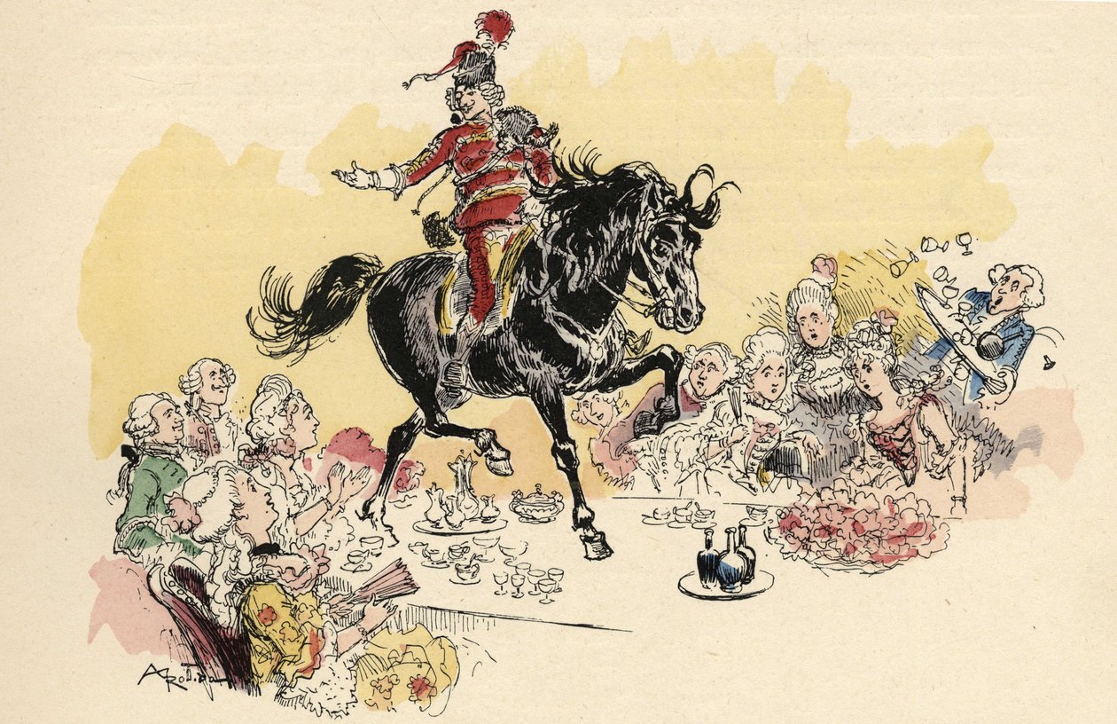 Illusztráció: Albert Robida: „Münchausen báró története és kalandjai” (Munchhausen), H. Laurens, 19. század vége. alkotó: Albert Robida