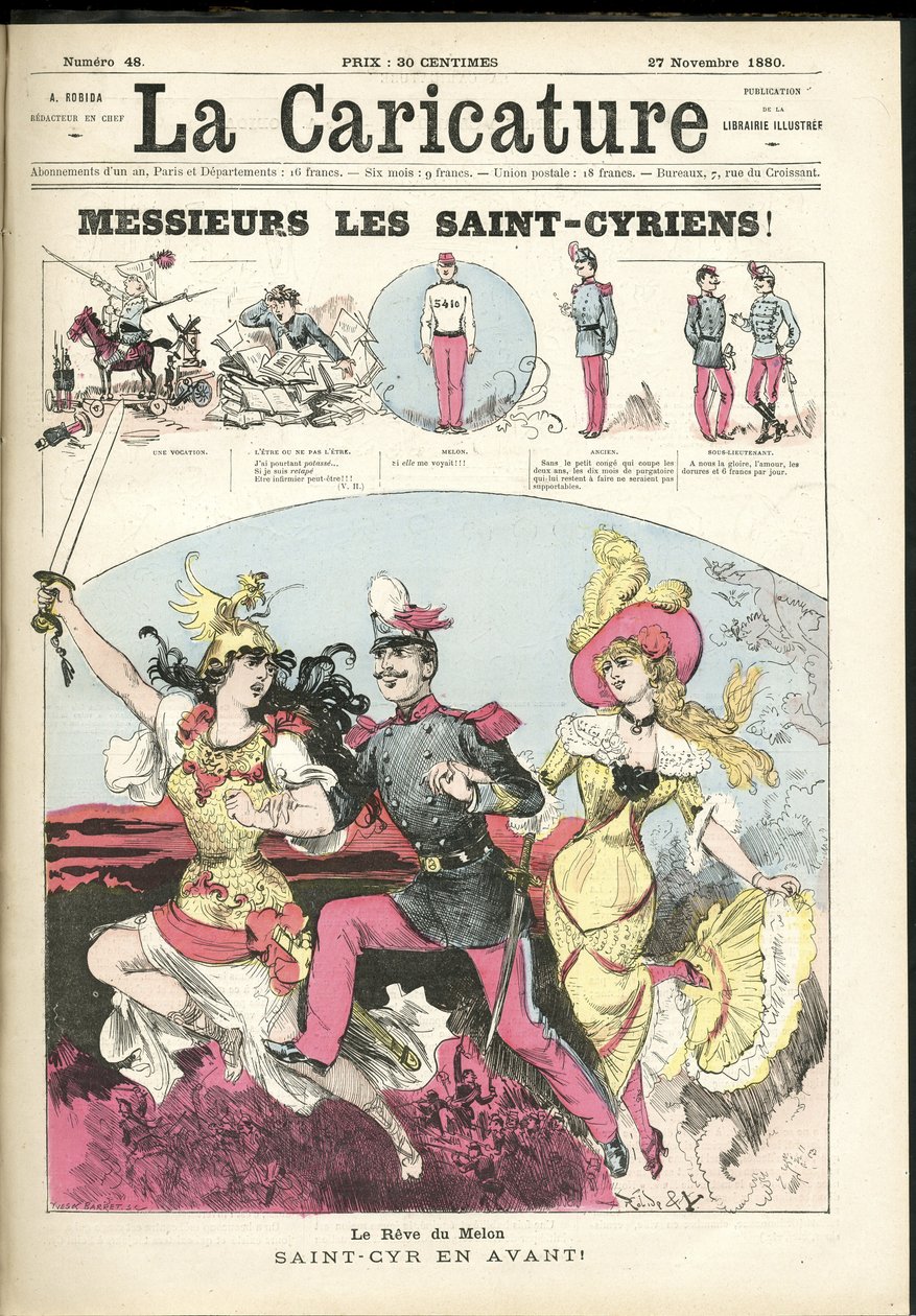 Albert Robida (1848-1926) illusztrációja a La Caricature (1880) borítójához alkotó: Albert Robida