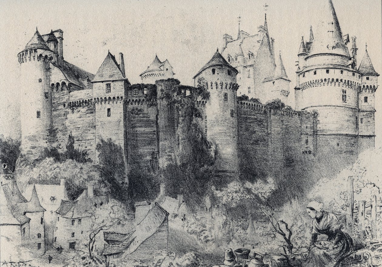 A Chateau Fort de Vitre in Ille-et-Vilaine - Ó-Franciaország - Bretagne - szövegek, rajzok és litográfiák, Albert Robida (1848-1926) datálatlan 19. század vége alkotó: Albert Robida