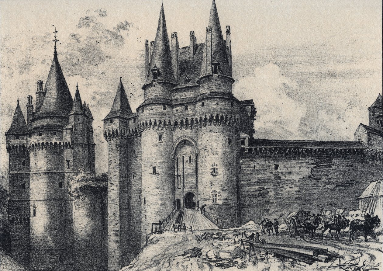 Le Chatelet a Vitre in Ille-et-Vilaine - Ó-Franciaország - Bretagne - szöveg, rajzok és litográfiák, Albert Robida (1848-1926) datálatlan 19. század vége alkotó: Albert Robida
