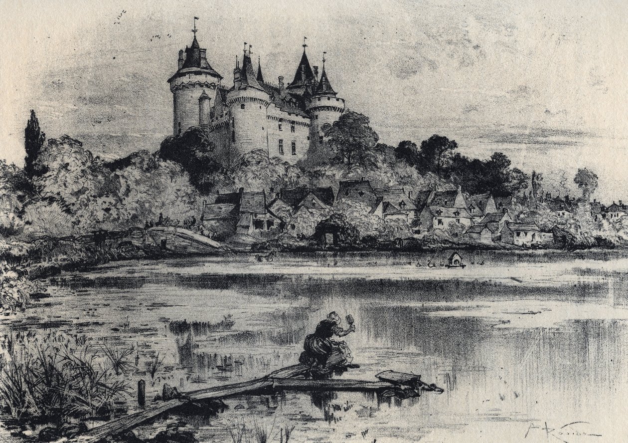 Combourg kastélya Ille-et-Vilaine-ban - Ó-Franciaország - Bretagne - szöveg, rajzok és litográfiák, Albert Robida (1848-1926) datálatlan 19. század vége alkotó: Albert Robida