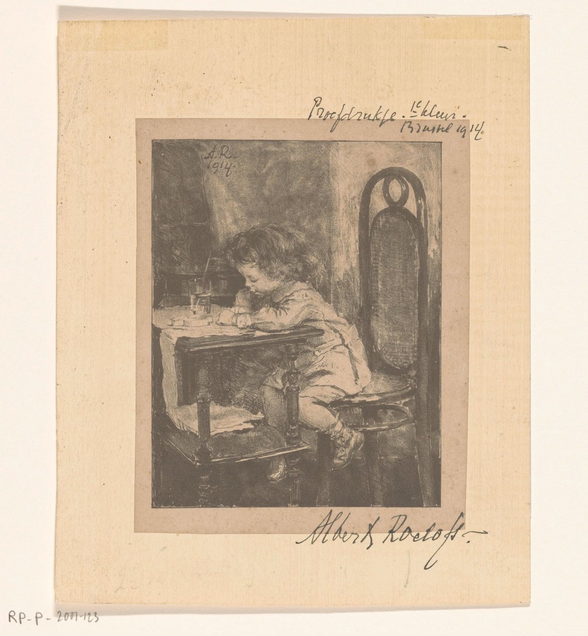 Lány ül az asztalnál rajz alkotó: Albert Roelofs (signed by artist)