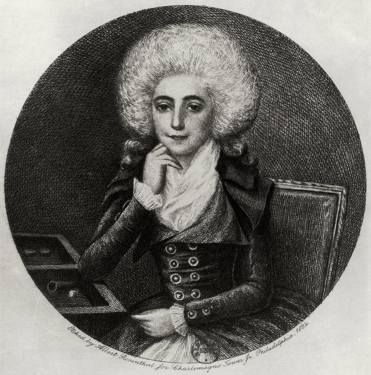 Marie-Madeleine Pioche de La Vergne portréja (metszet) alkotó: Albert Rosenthal