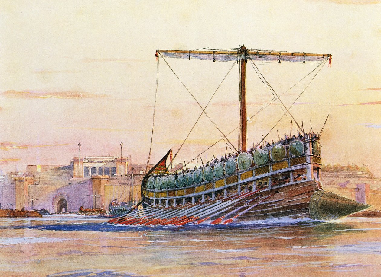 Asszíriai gálya, Albert Sebille (1874-1953) akvarellje. alkotó: Albert Sébille