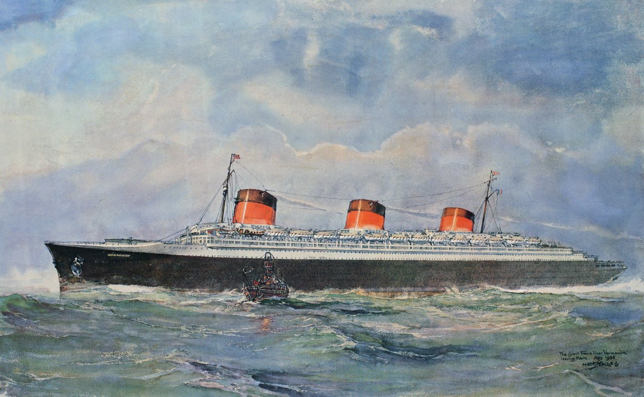 Az SS Normandie első útja Le Havre-ból, május 29. alkotó: Albert Sébille