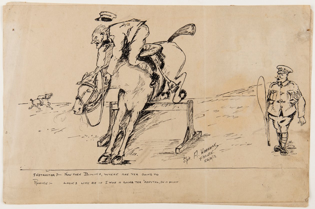 világháborús rajzfilm, 1917. szeptember 22. (toll és tinta papíron) alkotó: Albert Warbrick