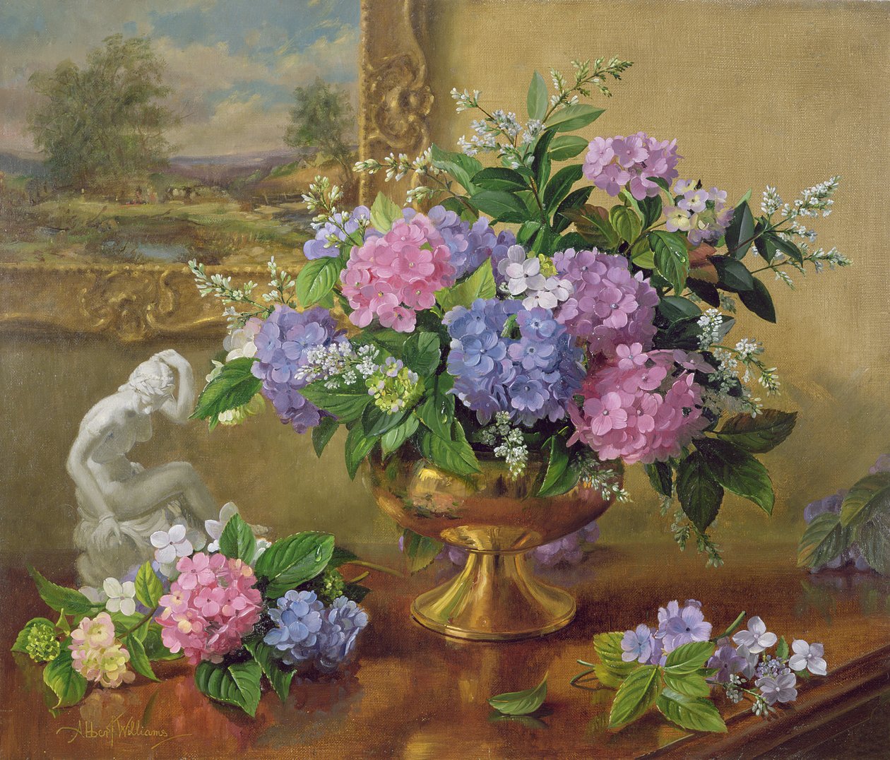 AB211B Hortenzia és orgona csendélet alkotó: Albert Williams