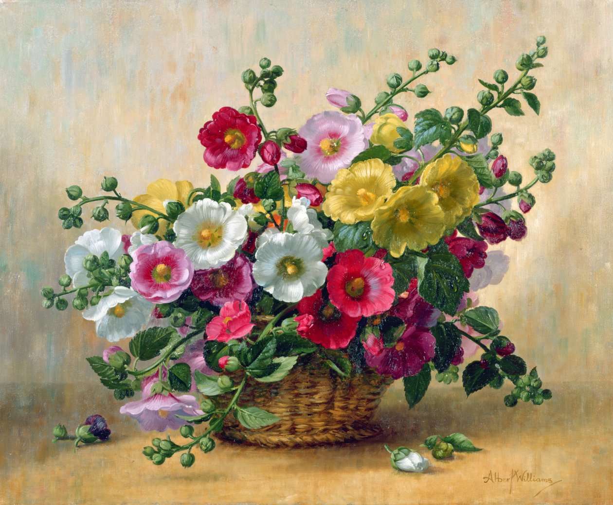 AB230 Hollyhocks egy kosárban alkotó: Albert Williams