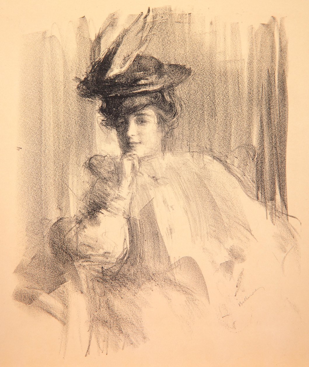 Lili tollsapkával, 1907 alkotó: Albert de Belleroche