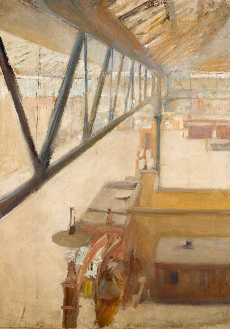 Kilátás egy vasútállomásra, 1900 körül (olaj, vászon) alkotó: Albert de Belleroche
