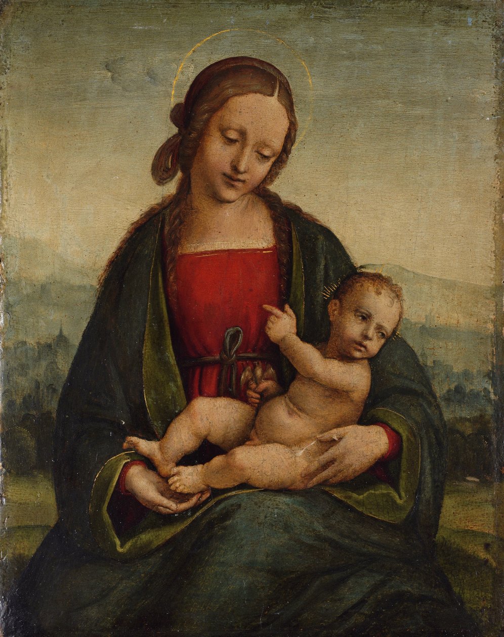 Madonna és gyermeke aranypintyvel alkotó: Albertino Piazza da Lodi