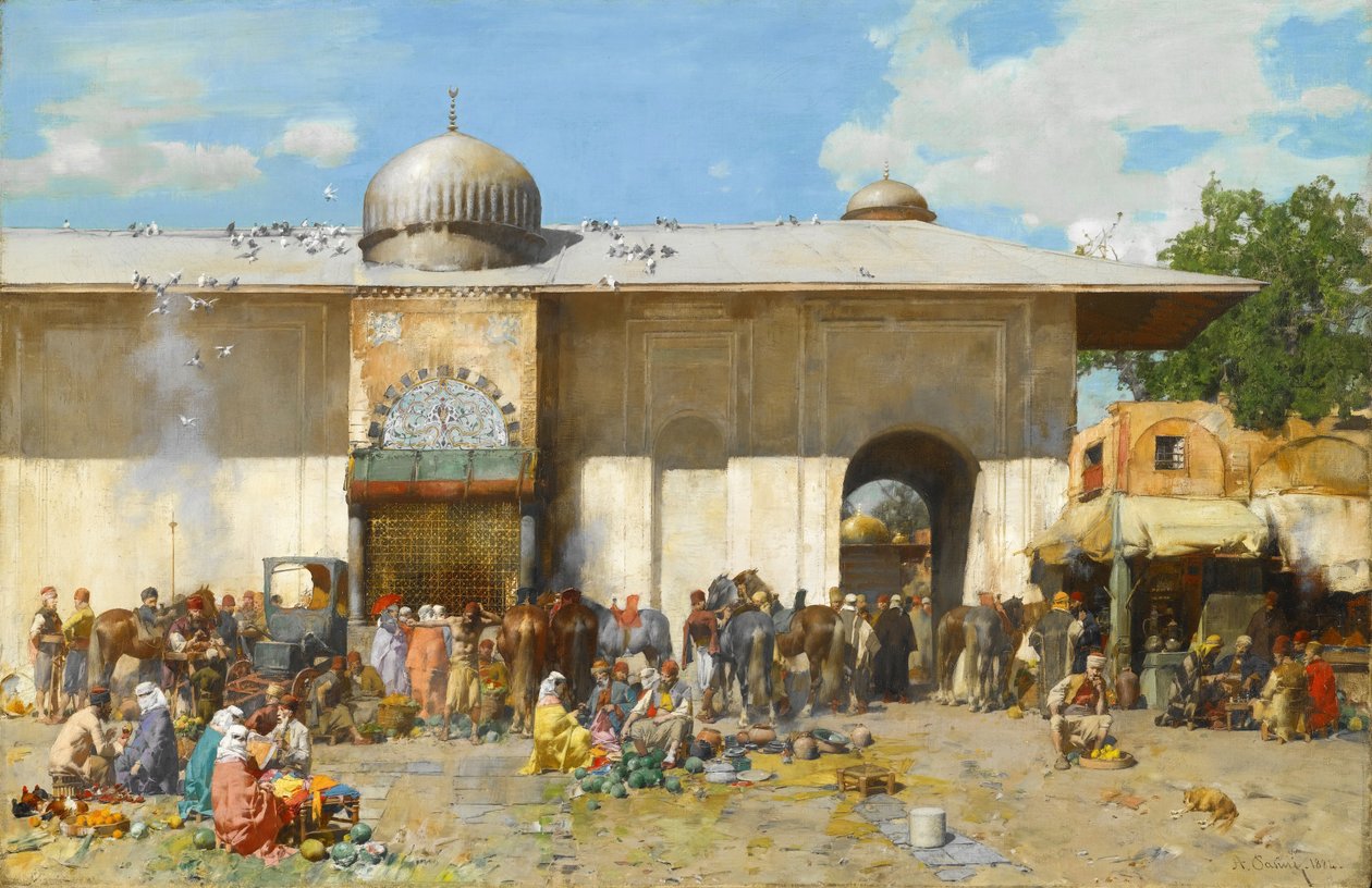 Piaci jelenet alkotó: Alberto Pasini