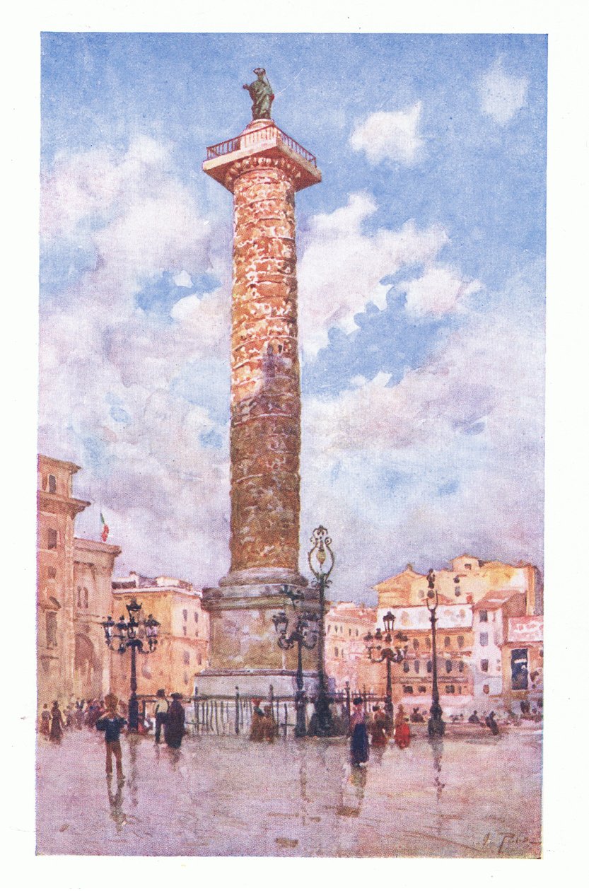 Marcus Aurelius oszlop, Piazza Colonna, Rómából, kiadó: A & C Black Ltd, 1925 alkotó: Alberto Pisa