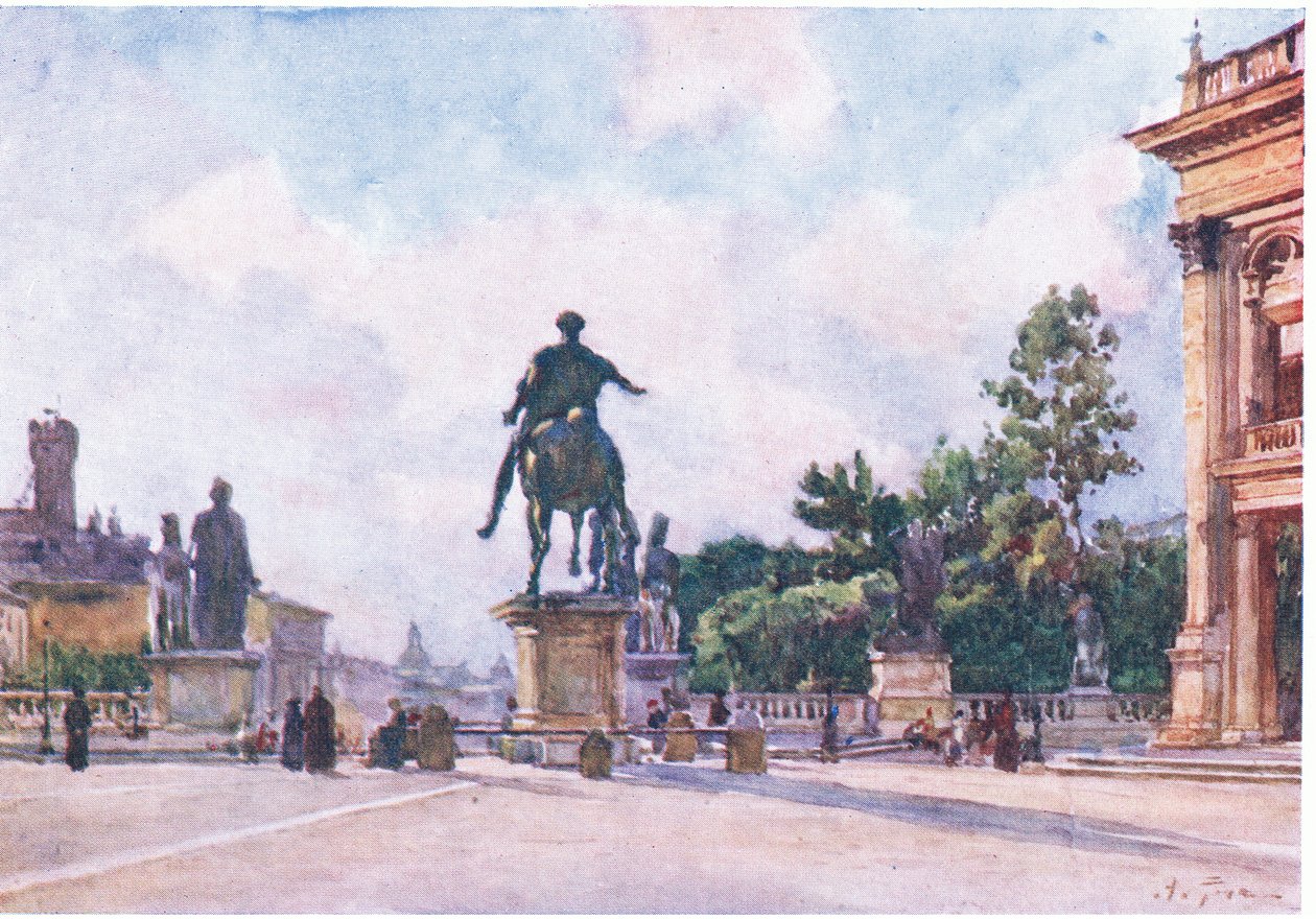 A Capitolium (Marcus Aurelius bronzszobra), Rómából, az A & C Black Ltd. kiadásában, 1925 alkotó: Alberto Pisa